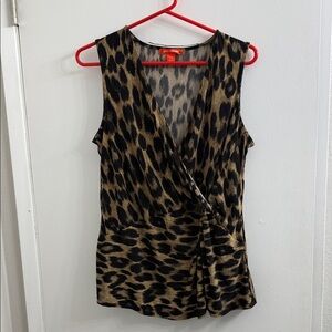 Joe Fresh Black and Brown Animal Print Blouse
